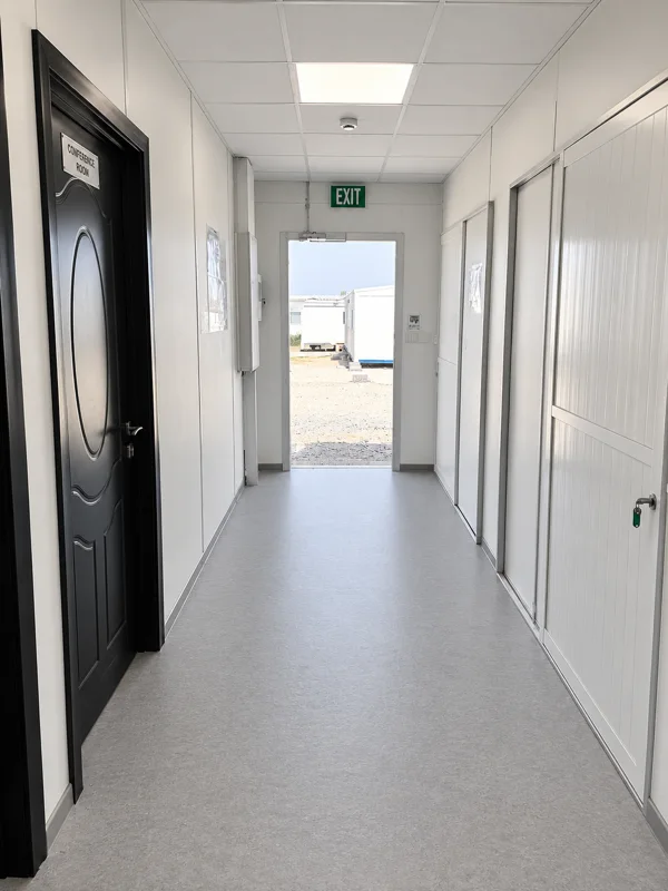 Hallway connecting cabin rooms