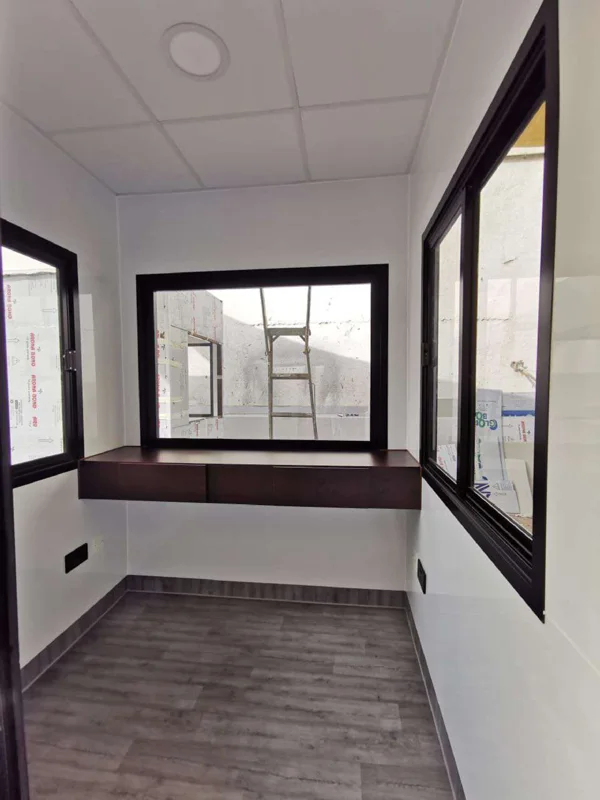Security cabin interior and windows
