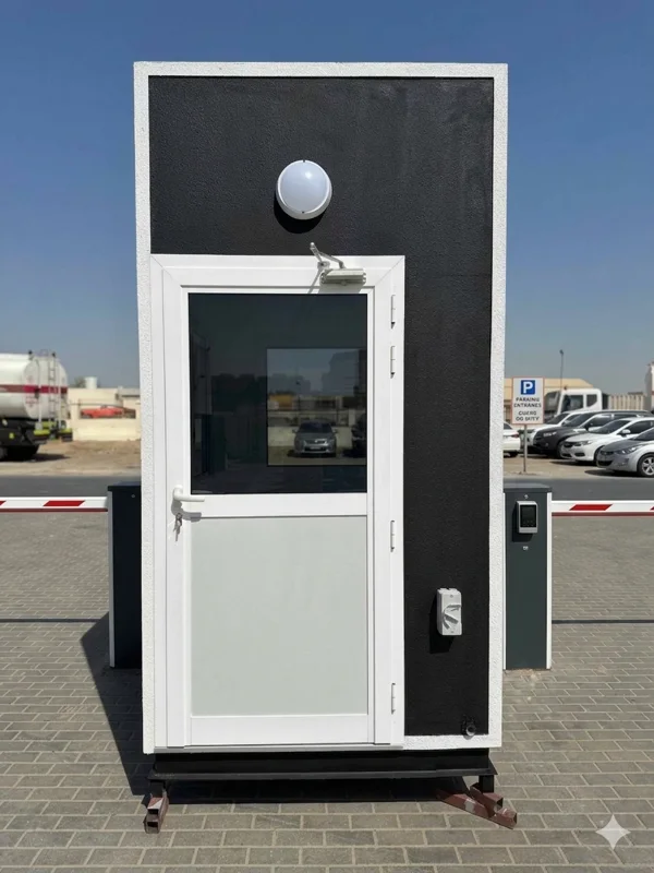 Security guard cabin with contrasting exterior detailing