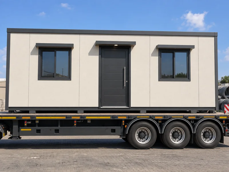 Cabin loaded for transport
